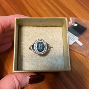 NWT Monture & Blue Velvet Diamonds Cluster Statement Ring | SS 925/Rhodium | 6 |